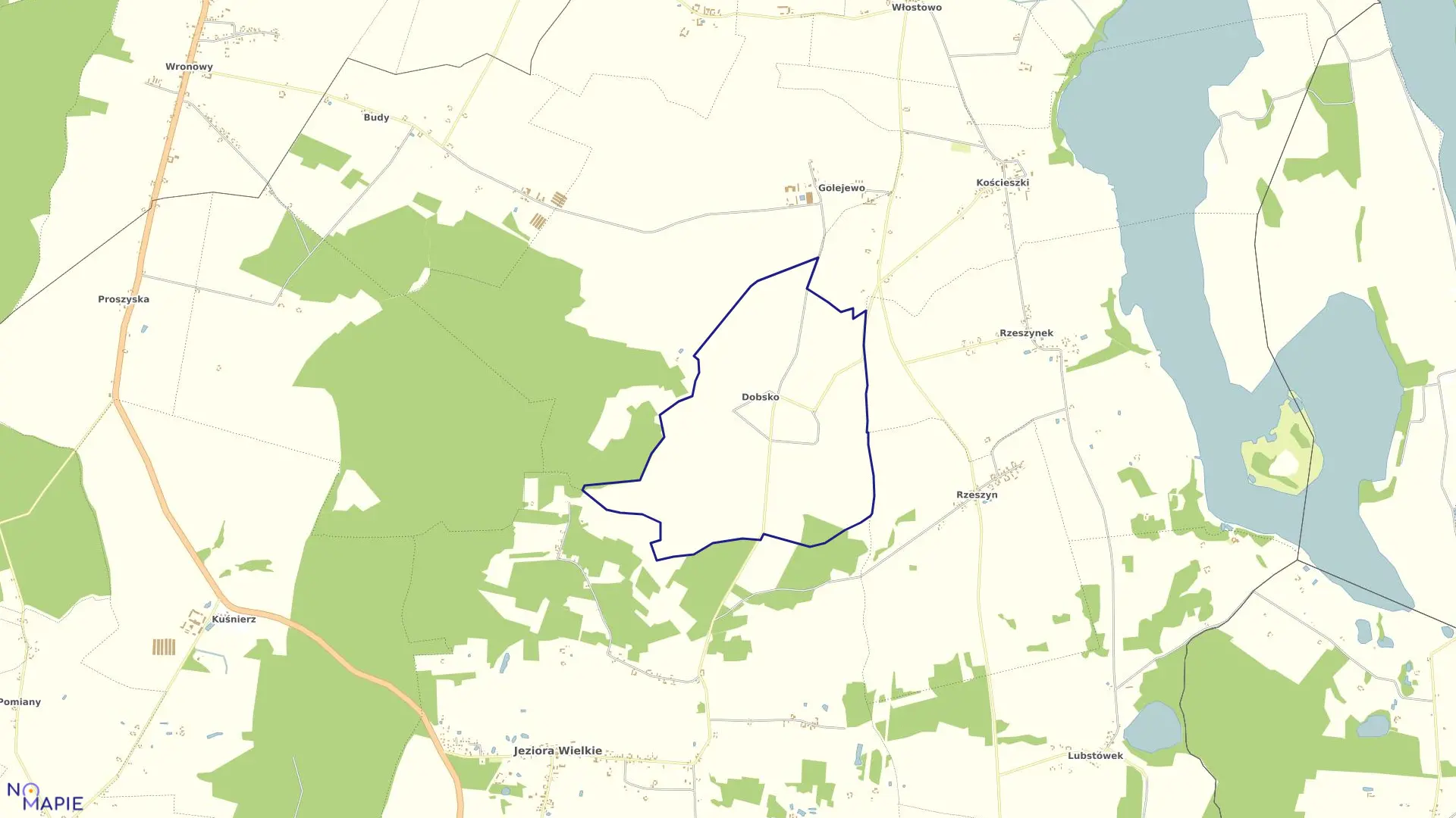 Mapa obrębu Dobsko w gminie Jeziora Wielkie
