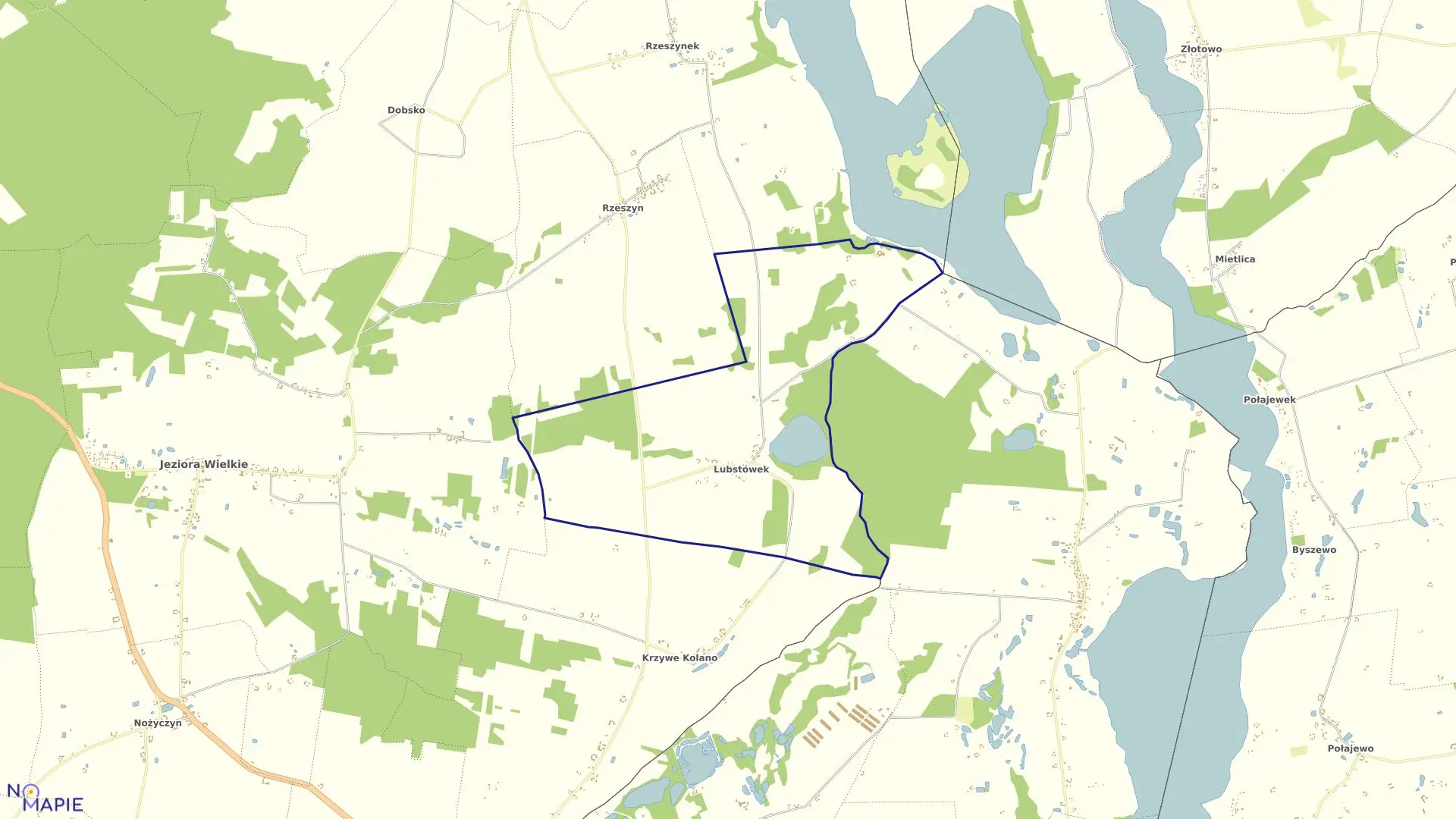 Mapa obrębu Lubstówek w gminie Jeziora Wielkie